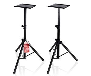 Pyle Soporte de Altavoz Monitor. Par de trípodes con Kit de Montaje. Ajustables en Altura de 86 a 134 cms. con Base de Metal Reforzado, Negro