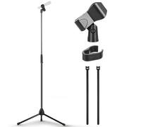 Pyle Soporte de micrófono de trípode, soporte de micrófono ajustable en altura para piso, construcción resistente y duradera, patas de goma antideslizantes, con adaptador de tornillo de 5/8 pulgadas,