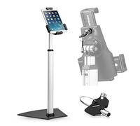 PYLE Soporte de seguridad antirrobo para tablet - Soporte de aluminio resistente de metal con soporte de pie para tablet con poste de altura ajustable, se adapta a iPad Mini 2, 3, 4, Air, Samsung Tablets PSPADLK60
