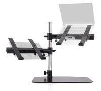 Pyle Soporte Doble para portatiles, De Mesa, Ergonomico, Altura Ajustable, Brazos, Ideal para mezcladores DJ, Equipos de Sonido, Estaciones de Trabajo y Gaming
