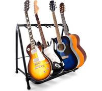 Pyle soporte guitarra suelo, rack, 5 compartimientos, portatil, plegable, con acolchado de espuma, ideal para guitarra acustica, electrica, bajo, Color negro