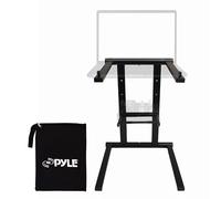 Pyle Soporte Plegable Portátil para Laptop - Mesa de Pie con Altura Plegable y Bandeja Secundaria para Accesorios, iPad, Tableta, Mezclador DJ, Estación de Trabajo, Juegos y Uso en el Hogar, con Bolsa