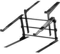 Pyle Soporte Ordenador portátil, Doble, Ajustable, Laptop Escritorio, Ideal Tambien para Mezclador de DJ, Equipo de Sonido, estacion de Trabajo, Juegos, Uso domestico, ergonomico, Color Negro