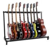 Pyle soporte para guitarras, 9 compartimientos, Portatil y plegable, Con acolchado de espuma, Ideal para acusticas, electricas y bajos