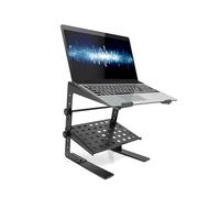 Pyle Soporte Portátil y Ajustable para Laptop - Mesa de Monitor o Escritorio de Computadora de 6.3 a 10.9 Pulgadas con Almacenamiento en Estante y Ajuste de Altura para DJ, PC, Juegos, Casa o Oficina