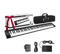 Pyle Teclado de piano eléctrico de 88 teclas, teclado habilitado para Bluetooth de tamaño completo con 28 ritmos y tonos, altavoz integrado, pedal de sostenimiento, bolsa de piano, diseño portátil