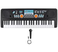 Pyle - Teclado eléctrico Piano de 49 teclas, teclado portátil digital musical para karaoke, 8 ritmos, 16 tonos, altavoces estéreo, batería recargable, micrófono con cable, principiantes, niños y