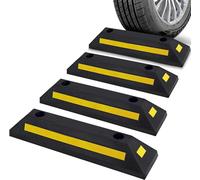 Pyle Curb Garaje Vehículo Piso Seguridad 1 pieza de goma resistente para estacionamiento, tapón de entrada, para coches, furgonetas, camiones, neumáticos, bloque de guía, paquete de 4, multicolor