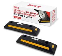 Pyle Topes de Piso de Garaje para vehículos, 2 Piezas de Goma Resistentes para estacionamiento, Bloques de guía de Ruedas de neumáticos para Camiones, Parachoques, tapón para Parada de Entrada