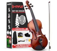 Pyle violin 1/2, Set para principiante y niños, Con estuche, Paño de limpieza, Reposabrazos ergonomico, Afinador digital, Cuerdas adicionales