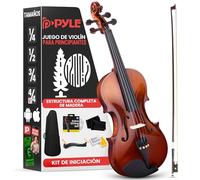Pyle violin 4/4, Set para principiante y niños, Con estuche, Paño de limpieza, Reposabrazos ergonomico, Afinador digital, Cuerdas adicionales