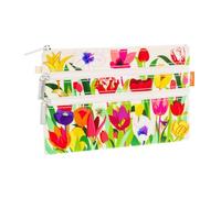 PYLONES: Zip Pouch - Bolsa de 3 cremalleras - Tulipanes, multicolor, 20 x 13 x 1 cm, Casual