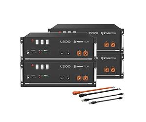 Pylontech 4 pilas US5000 LiFePO4 de 19,2 kWh con juego de cables de conexión inversor, 015655-014