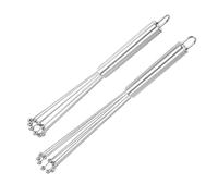 Pylorixz Batidor de bolas de acero inoxidable - Juego de 2 piezas, ergonómico y eficaz (cocina, 10 y 12 pulgadas)