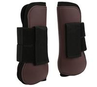Pyltha Botas de Protección para Caballos, Soporte con Cáscara de PU y Neopreno para Patas Delanteras - Protección y Comodidad en Entrenamientos y Competición Ecuestre (Patas Delanteras Marrones M)