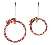 Pyltha Columpio para Pájaros de Algodón, Juguete Colgante Redondo Azul y Rojo - Diversión y Comodidad para Pájaros, Material No Tóxico, Fácil Instalación para Jaulas (Azul Oscuro + Rojo)