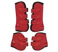 Pyltha Protectores para Patas de Caballo, Juego de 4 Botas de Salto en PU y Neopreno Rojo XL - Protección y Ajuste Seguro para Salto y Carreras ecuestres (Conjunto Delantero y Trasero Rojo L)