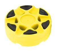 Pyltha Puck de Hockey, Plástico Durable y Textura Densa, Fácil Deslizamiento, Color Negro - Entrenamiento Diario, Diseño Único para Mejor Control, Uso Profesional y Recreativo (Amarilla)