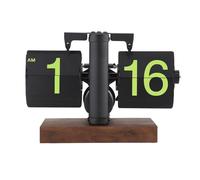 Pyltha Reloj Digital Flip con Números Grandes, 12h, Marco Negro Mate, Base de Madera para Salón - Diseño Retro, Fácil Lectura, Control Manual, Ideal para Oficina y Hogar (Tipo 3)