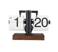 Pyltha Reloj Digital Flip con Números Grandes, 12h, Marco Negro Mate, Base de Madera para Salón - Diseño Retro, Fácil Lectura, Control Manual, Ideal para Oficina y Hogar (Tipo 1)