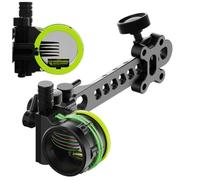 PYMUST S2 Visor de 5 Agujas para Arco Compuesto con Lente, Ajuste Micro 4 vías sin Herramientas, Fibra óptica 0,019",4X/6X/8X, versión Larga/Corta