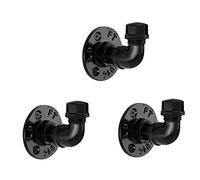 Pynsseu Juego de 3 ganchos industriales para colgar batas y toallas de hierro, resistente, montaje en pared, rústico, perchero para sombreros, gancho negro mate