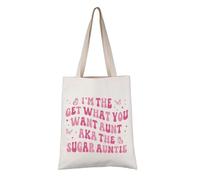 PYOUL Auntie Thank You Gift Best Aunt Tote Bag Auntie Life Bag One Loved Aunt Gift, Bolsa Best Aunt, medium