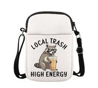 PYOUL Bolsa de humor para ansiedad social, bolsa de basura local de alta energía, bolsa cruzada de mapache para beber café helado, Cb UE de alta energía
