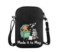PYOUL - Bolsa de humor para profesores Made It To May, bolsa cruzada para amantes de los mapaches, regalo de vacaciones de verano, regalo para el último día de escuela, It to May Cb Eu