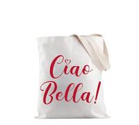 PYOUL - Bolsa de la compra con refranes italianos Ciao Bella, bolsa de hombro italiana, recuerdos, regalo italiano para amantes de Italia, Ciao Bella Tote Eu, medium
