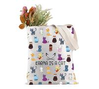 PYOUL - Bolsa de mano divertida para gatos, diseño de Karma Is A Cat, Karma is a Cat Tote Eu, medium