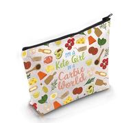 PYOUL - Bolsa de maquillaje cetogénica para dieta cetogénica, regalo con texto en inglés "I'm a Keto G-IRL in a C World", bolsa de cosméticos para dieta baja en carbohidratos, regalo de fitness, C