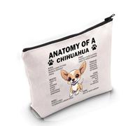 PYOUL - Bolsa de maquillaje con diseño de anatomía de un chihuahua para amantes de los chihuahuas, regalo para dueños de chihuahuas, De una bolsa de chihuahua