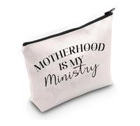 PYOUL - Bolsa de maquillaje con texto en inglés "Motherhood is My Ministry" para mamá cristiana, regalo para el día de la madre, regalo para la vida de la madre, My Ministry Bag