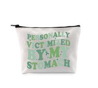 PYOUL - Bolsa de maquillaje divertida para el estómago con texto en inglés "Victimized by My Stomach" para concienciación celíaca, regalo para celíacos, My Stomach Bag