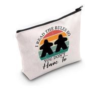 PYOUL - Bolsa de maquillaje inspirada en el juego de mesa, diseño con texto en inglés "I Read The Rules So You Don't Have to, Lee la bolsa de reglas