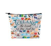 PYOUL - Bolsa de maquillaje para amantes de Islandia, diseño de la tierra del fuego y el hielo, bolsa de cosméticos de viaje, regalo nórdico, regalo de visita a Islandia, Bolsa de hielo y fuego