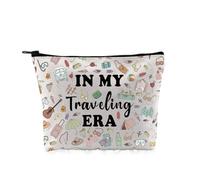PYOUL - Bolsa de maquillaje para amantes de los viajes en mi época de viaje, el mejor regalo para viajeros de todo el mundo, In My Traveling Era-b