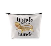 PYOUL - Bolsa de maquillaje para amantes del dragón barbudo, regalo raro con un beardo, bolsa de cosméticos con cremallera para mamá y dragón barbudo, Con una bolsa Beardo
