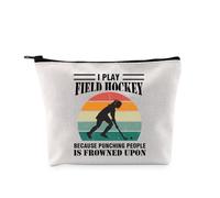 PYOUL - Bolsa de maquillaje para amantes del hockey sobre campo, regalo para amantes del hockey sobre campo, bolsa de cosméticos para mujeres, regalo para amantes del deporte, I Play - Bolsa de hockey