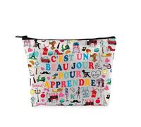PYOUL - Bolsa de maquillaje para profesor de francés C'est un Beau Jour Pour Apprendre, bolsa de cosméticos de viaje, regalo de recuerdo francés, Bolsa para verter Apprendre