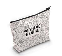 PYOUL - Bolsa de maquillaje para regalo de viaje de Suiza con texto en inglés "Switzerland Is Calling I Must Go", I Must Go Bag