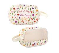PYOUL - Bolsa de maquillaje transparente para jardineros con diseño de flores, Who Loves Tulips Mb