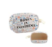 PYOUL - Bolsa de maquillaje transparente para mujeres anestesiólogas, regalo para enfermeras, anestesiólogas, neceser de viaje para técnicos de anestesia, Mujeres en anestesia MB