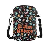 PYOUL - Bolso bandolera con diseño floral de fe Si Dios Quiere, regalo cristiano español, regalo mexicano, regalo para amantes españoles, Si Dios Cb Eu