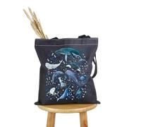 PYOUL - Bolso de mano para amantes de las ballenas, diseño de animales del océano, para amantes de la biología marina, Camiseta de ballenas con animales oceánicos, medium