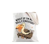 PYOUL - Divertida bolsa de hombro con texto en inglés "What If I'm Not Silly Enough - Regalo divertido de ganso tonto, Silly Enough - Bolsa de mano
