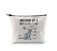 PYOUL - Divertida bolsa de maquillaje con diseño de gato Devon Rex, diseño de Anatomía de un gato Devon Rex Cat Mama, Devon Rex - Bolsa para gatos