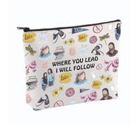 PYOUL Gilmore - Bolsa de maquillaje inspirada en el programa de televisión Where You Lead I Will Follow de Luke's Fans Bolsa de cosméticos Lorelai Rory Gilmore, Bolsa I Will Follow