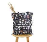 PYOUL K-Drama Lover Gift - Bolsa de mano con texto en inglés "I'd Rather Be Watching Tote Bag Mama Drama Korean Drama", Bolsa K-drama, Large